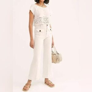 Free People White Wide Leg Pants